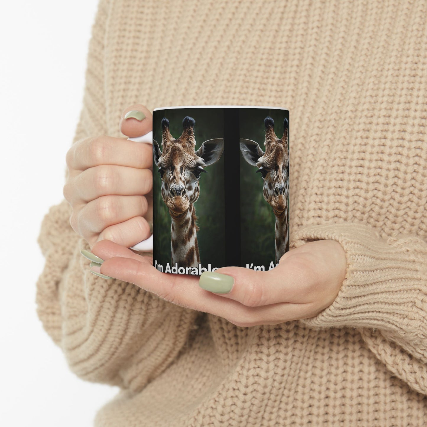 Adorable Giraffe Coffee Mug 'I'm Adorable' One of a Kind Design, Perfect for Adding a Touch of Whimsy and Charm to Your Morning Routine