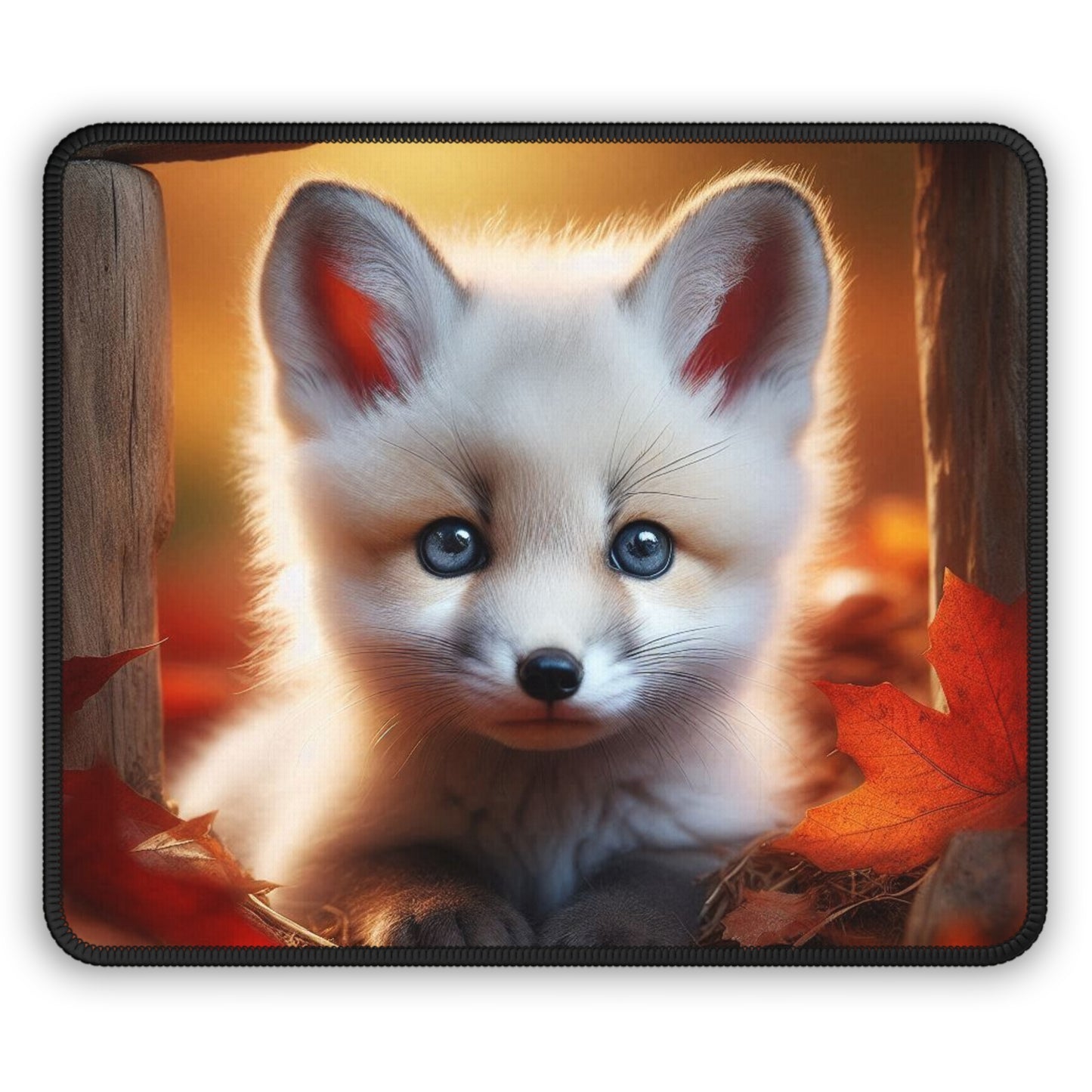 Fall White Fox Gaming Mouse Pad, Cute Baby Fox Design for Gamers, Non-Slip Desk Mat, Gaming Accessories, Office Decor, Holiday Gift