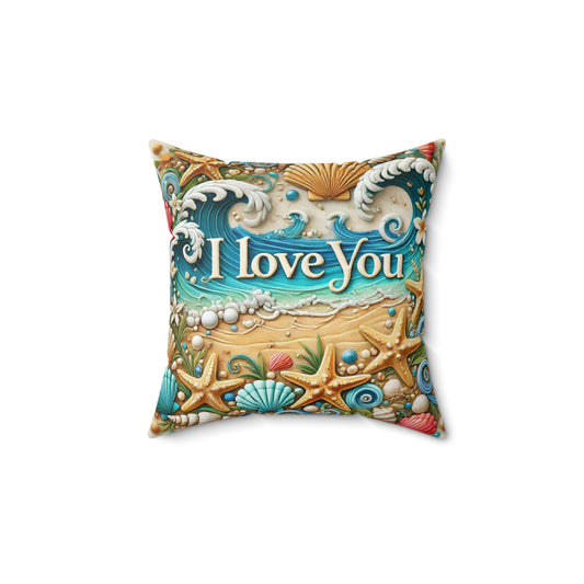 Valentine's Day Pillow, Love Cushion, Romantic Home Decor,  I Love You,  Gift For Wife, Valentines Day Keepsake, Coastal Themed Love Pillow