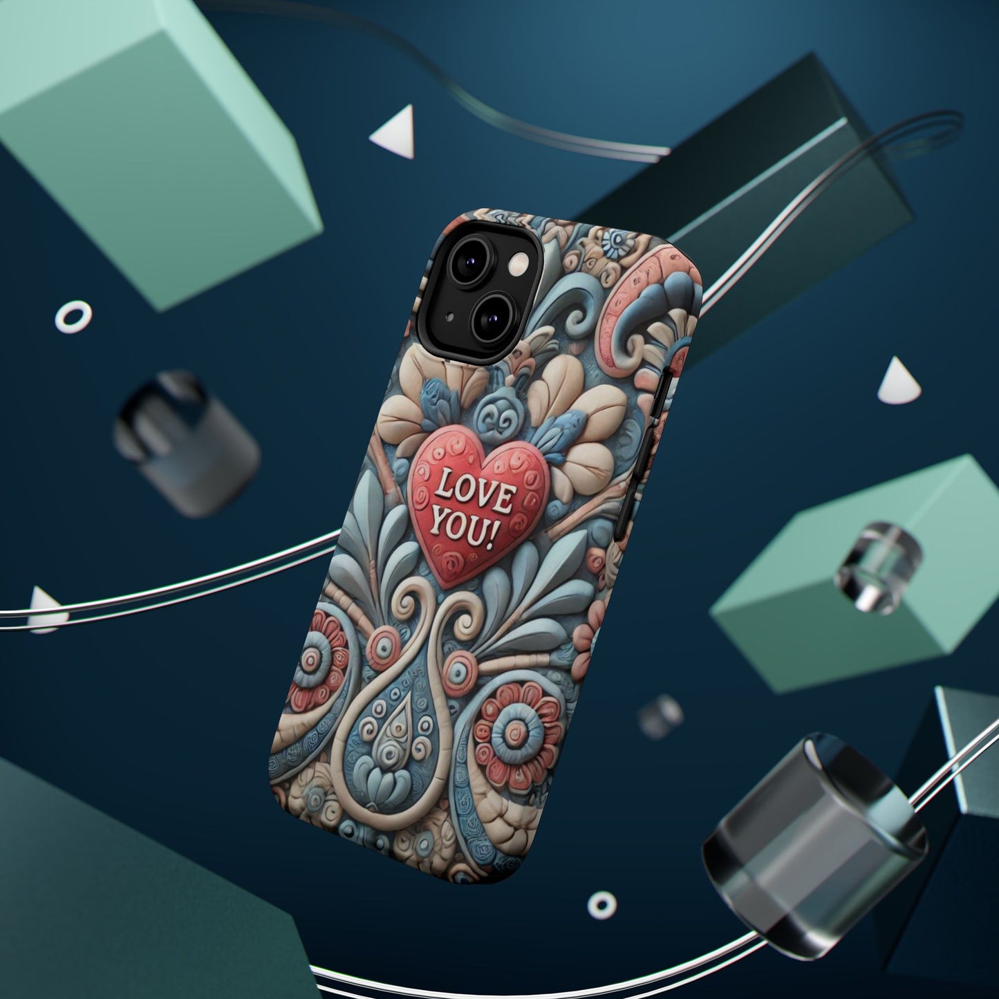 Magnetic Tough Cases, Valentine's Day Cell Phone Cover, 3D Love You, Protective Phone Case, Heart Design, Romantic Gift