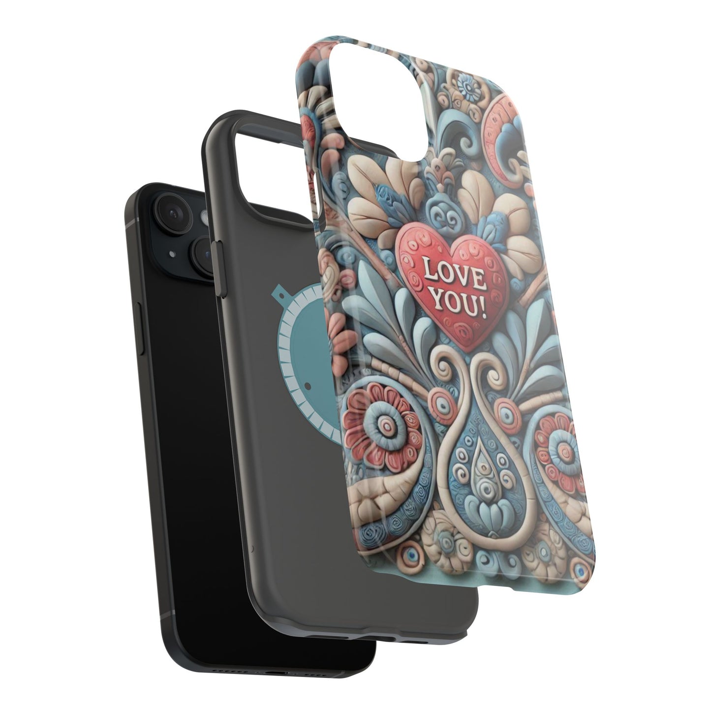 Magnetic Tough Cases, Valentine's Day Cell Phone Cover, 3D Love You, Protective Phone Case, Heart Design, Romantic Gift