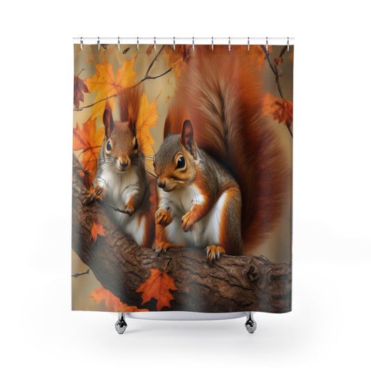 Shower Curtains - Autumn Squirrels Design