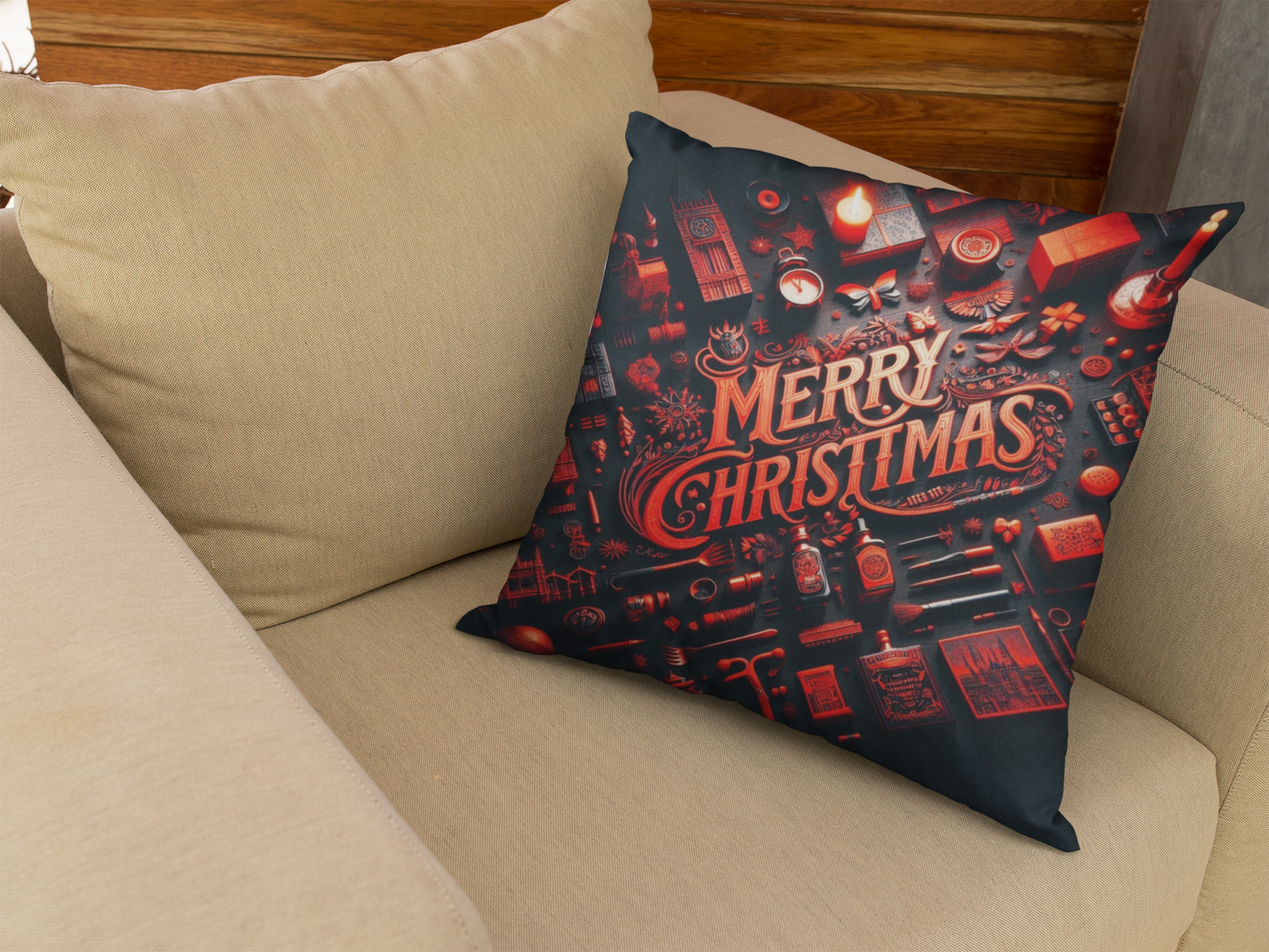 Christmas Faux Suede Pillow, Merry Chistmas pillow, Xmas comfort, Cozy Christmas cheer, Festive Cushion