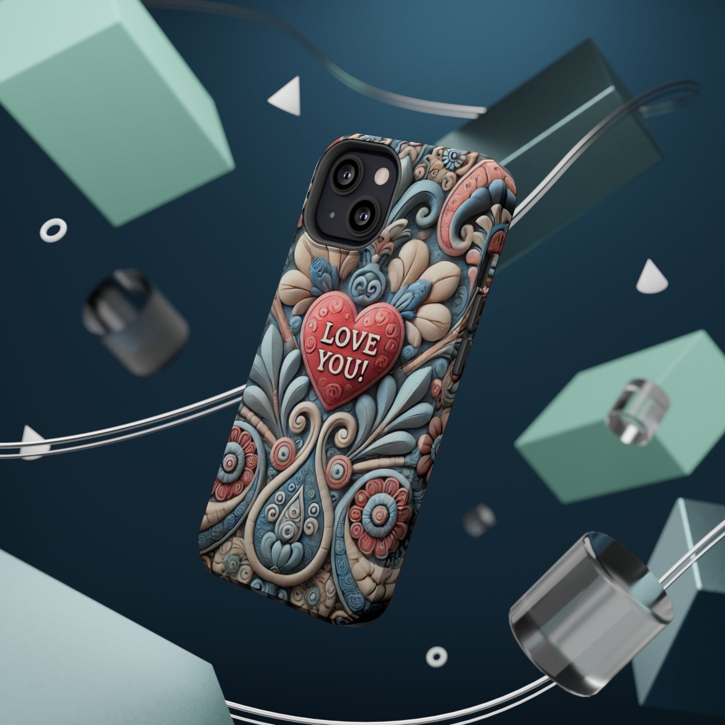 Magnetic Tough Cases, Valentine's Day Cell Phone Cover, 3D Love You, Protective Phone Case, Heart Design, Romantic Gift