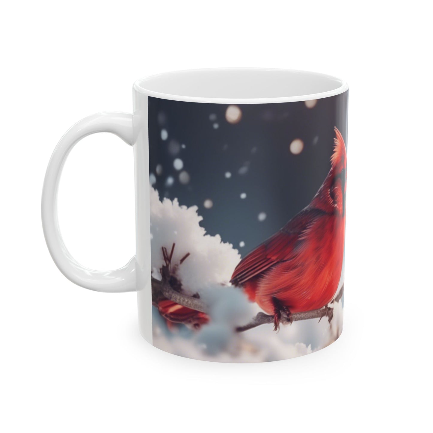 Coffee Mug 11oz&15oz Large with Pair of Red Cardinals,  Perfect Seasonal Drinkware for Holiday Cheer, Drinkware for Winter Warmth and Cheer