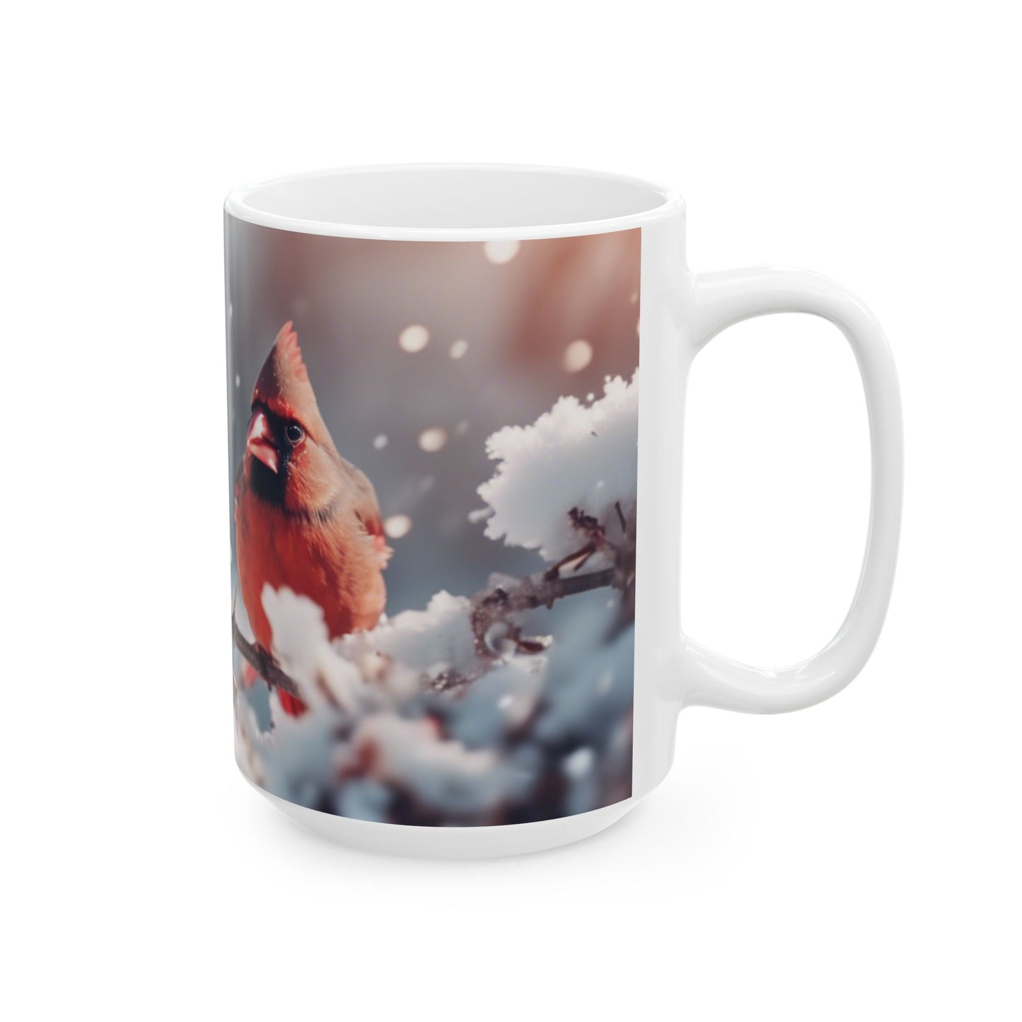 Coffee Mug 11oz&15oz Large with Pair of Red Cardinals,  Perfect Seasonal Drinkware for Holiday Cheer, Drinkware for Winter Warmth and Cheer