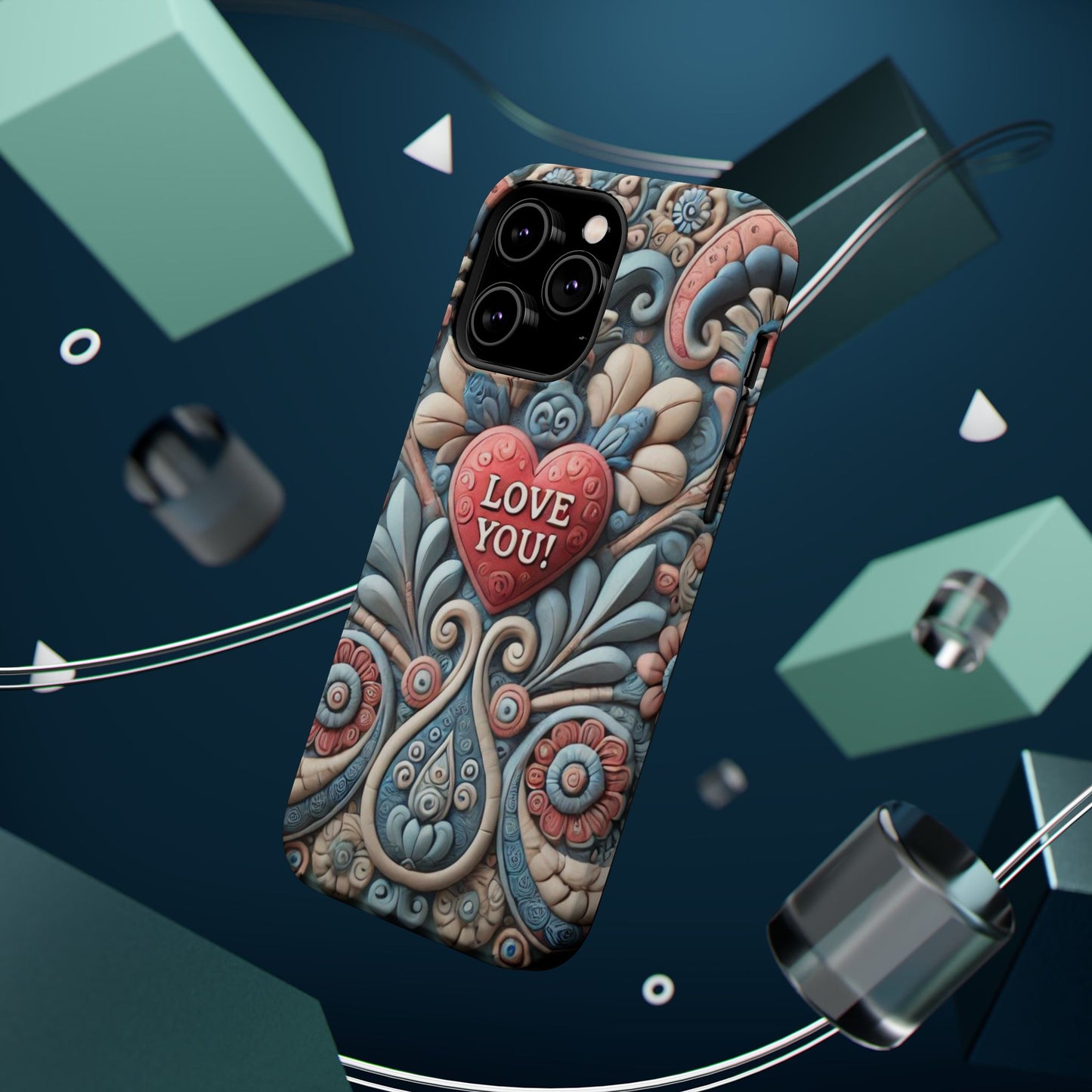 Magnetic Tough Cases, Valentine's Day Cell Phone Cover, 3D Love You, Protective Phone Case, Heart Design, Romantic Gift