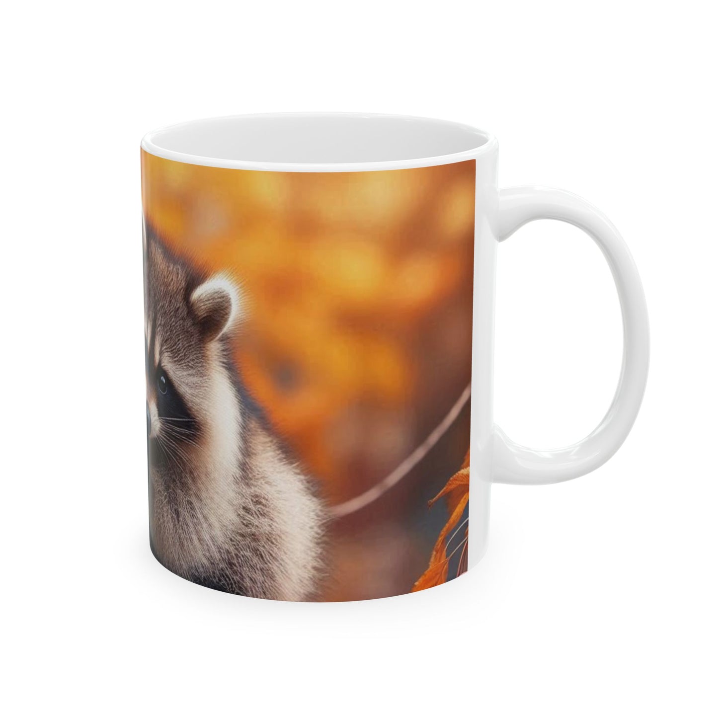 Mug - Fall Racoons Sharing Crabapple on Branch, 11oz & 15oz, Unique mug design, Large Capacity mug