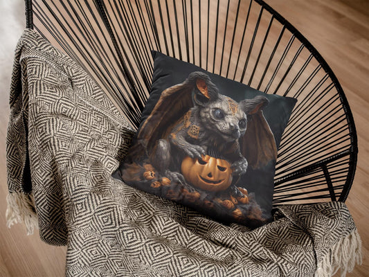 Spun Polyester Square Pillow, Halloween Bat