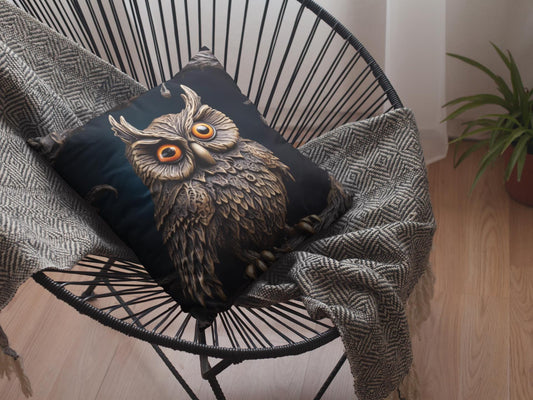 Owl Pillow, Animal Lover Gift, Unique Home, Fall and Halloween Decor, Decorative Cushion, Bird Lover Present, Spun Polyester Square Pillow