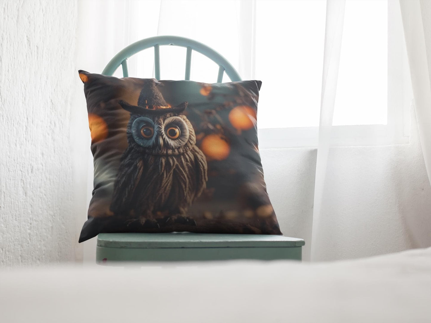 Owl Pillow, Decorative Throw Cushion, Animal Lover Gift, Brown Owl Design, Home Decor Accent, Halloween