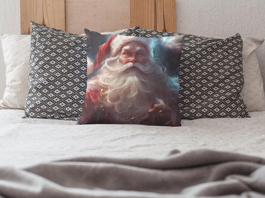 Pillow, Christmas Pillow, Holiday Cushion, Festive Home Decor, Santa Claus Pillow, Winter Throw Pillow, Faux Suede